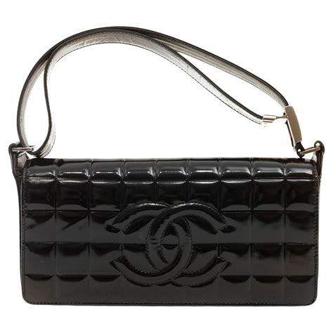 chanel patent leather chocolate bar sling bag|CHANEL Patent Chocolate Bar CC Tote Black .